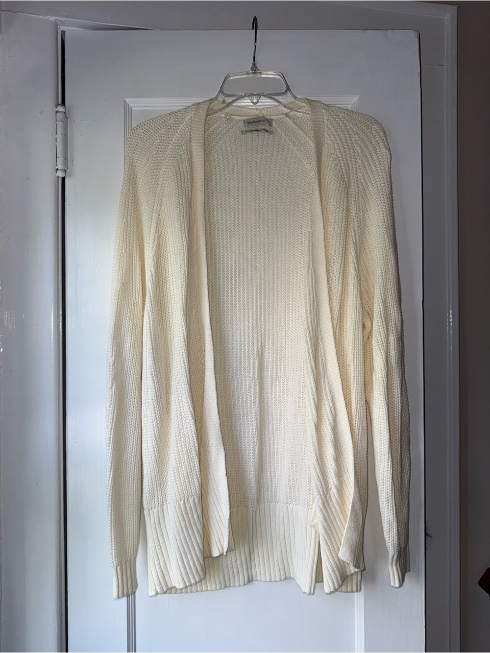 Urban Outfitters Cream Open-Front Knit Cardigan